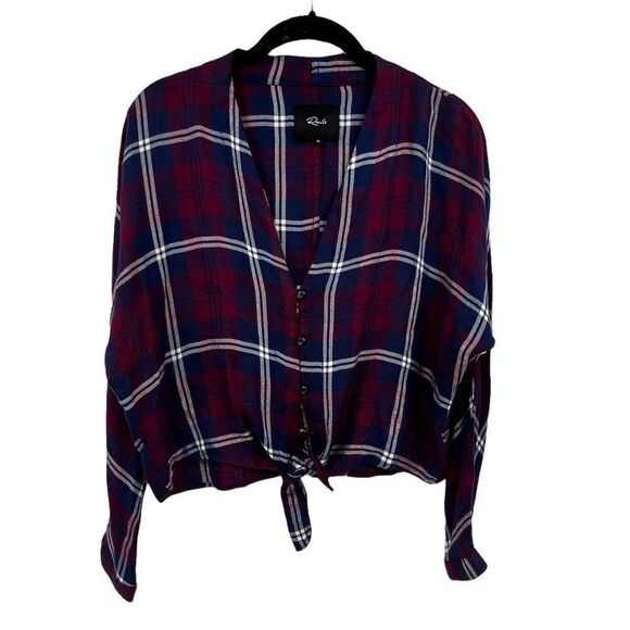 Rails Large Sloane Red Blue Cropped Anthro Flannel - Picture 4 of 7
